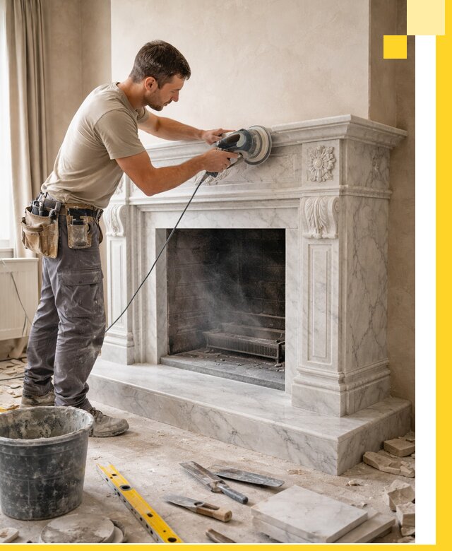 Изготовление и установка мраморных каминов в Гае под ключ