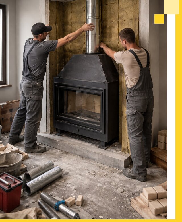 Изготовление и монтаж закрытых каминов в Гае под ключ