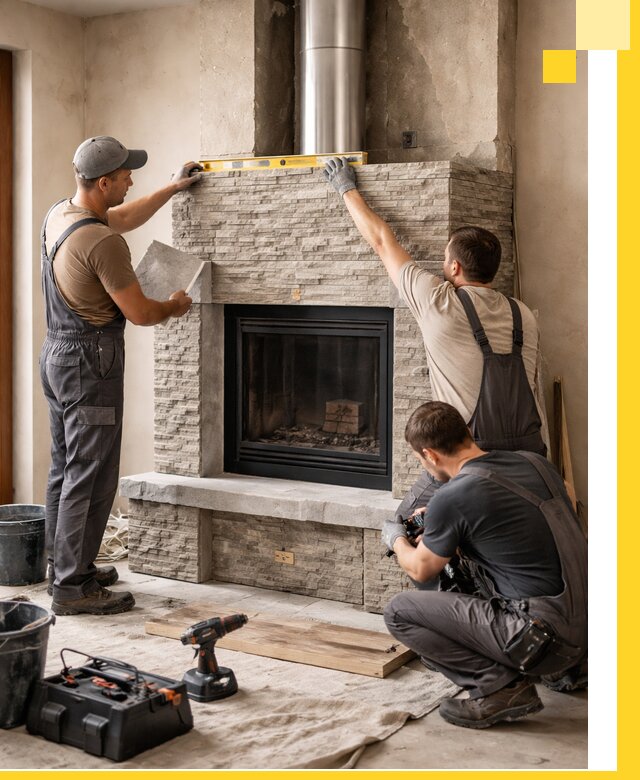 Профессиональный монтаж каминов под ключ в Гае для дома