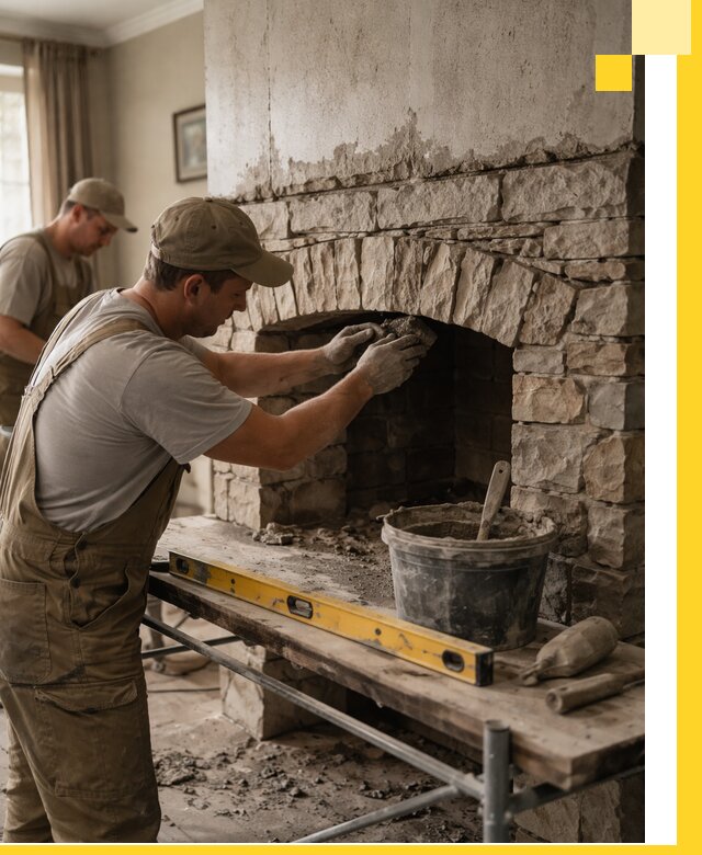 Изготовление каминов под ключ в Гае, монтаж и отделка