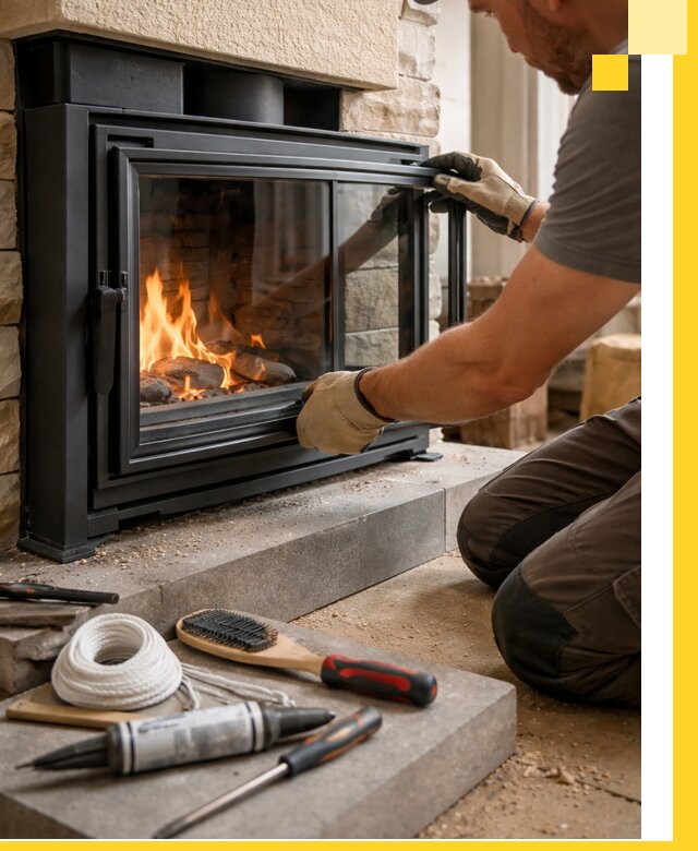 Производство, монтаж и доставка каминов со стеклом в Гае