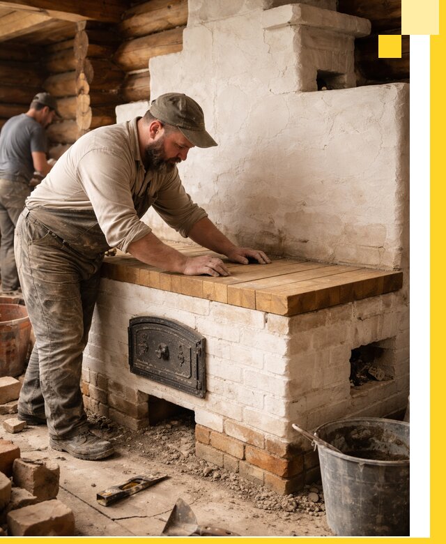 Проектирование и установка русской печи с лежанкой в Гае