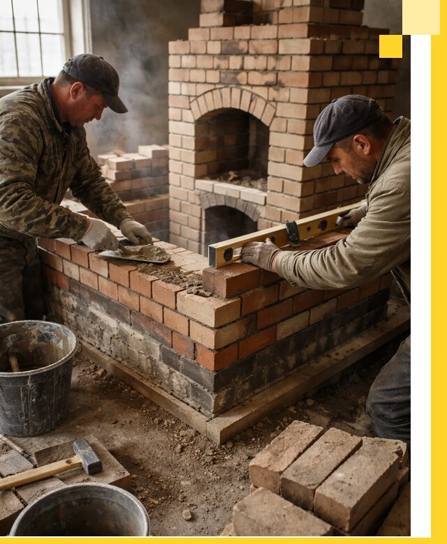 Изготовление и монтаж печей и каминов из кирпича в Гае