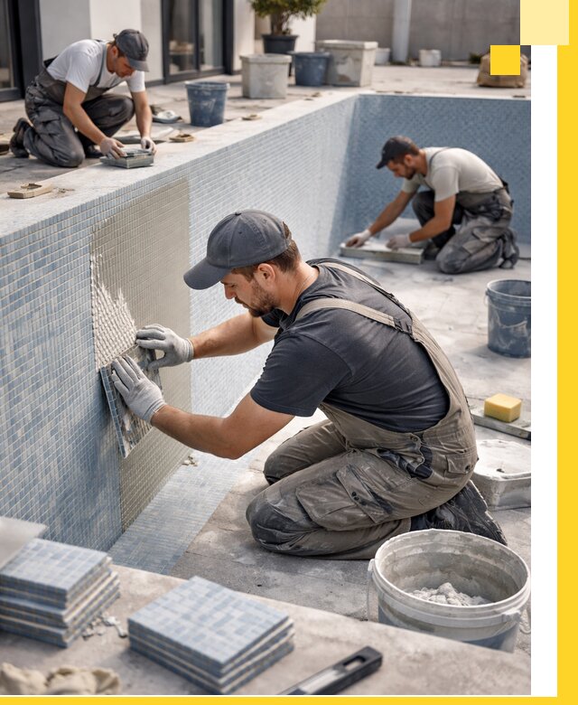 Облицовка бассейнов в Гае плитка мозаика гидроизоляция