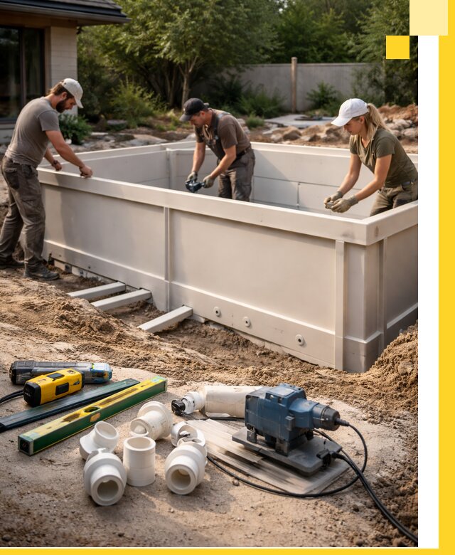 Установка полипропиленовых бассейнов под ключ в Гае