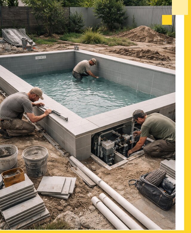 Строительство и монтаж бассейнов для дачи под ключ в Гае