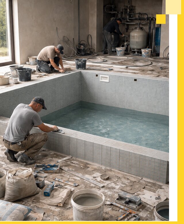 Строительство и монтаж бассейнов в помещении в Гае