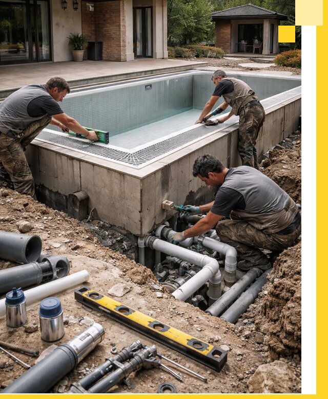 Строительство переливных бассейнов в Гае под ключ