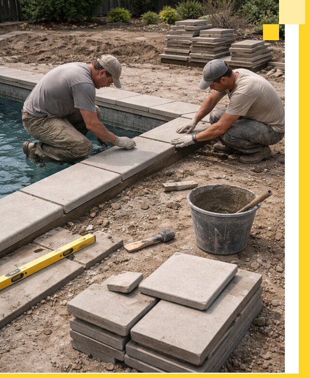 Установка и изготовление копингового камня для бассейнов в Гае