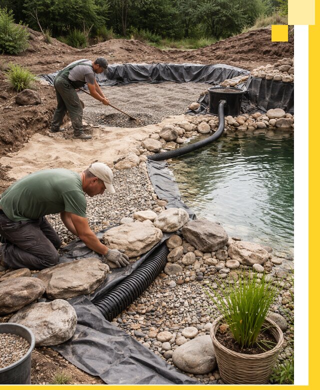 Строительство природных бассейнов и озер в Гае под ключ