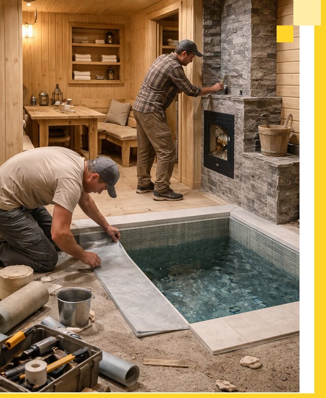 Строительство бань с комнатой отдыха под ключ в Гае