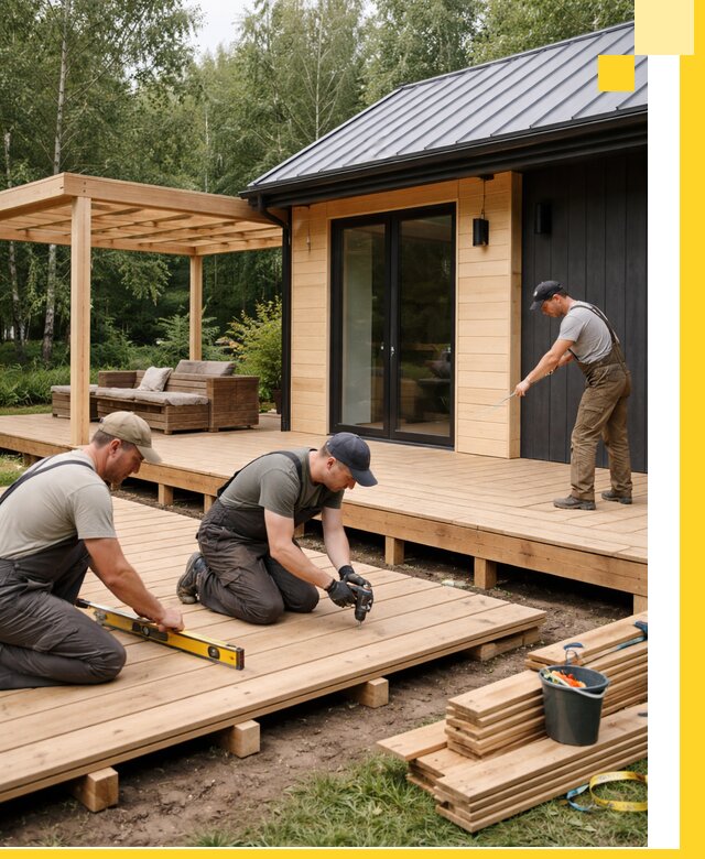 Строительство бань с террасой и бассейном под ключ в Гае