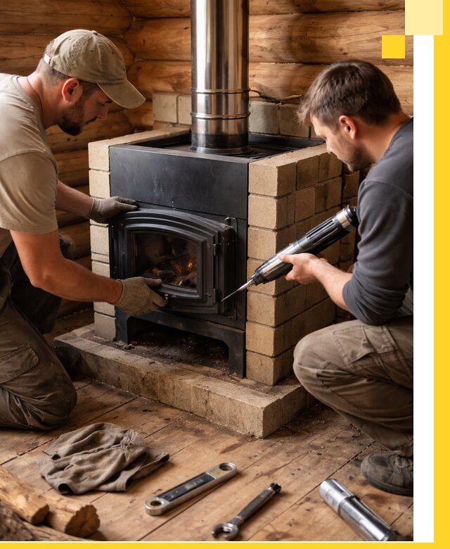 Монтаж и установка печи в бане под ключ с гарантией в Гае