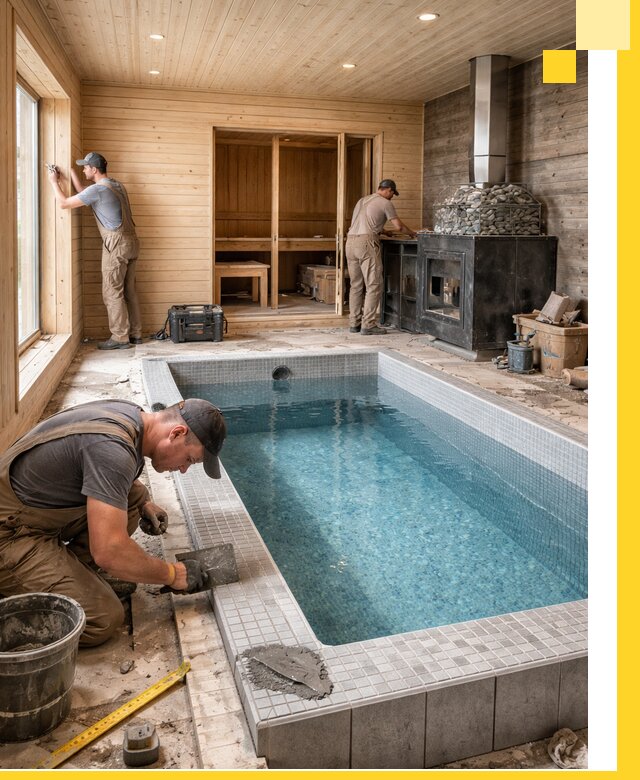 Проект бани с бассейном и сауной в Гае под ключ