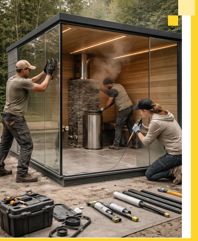 Проектирование и строительство стеклянных бань в Гае