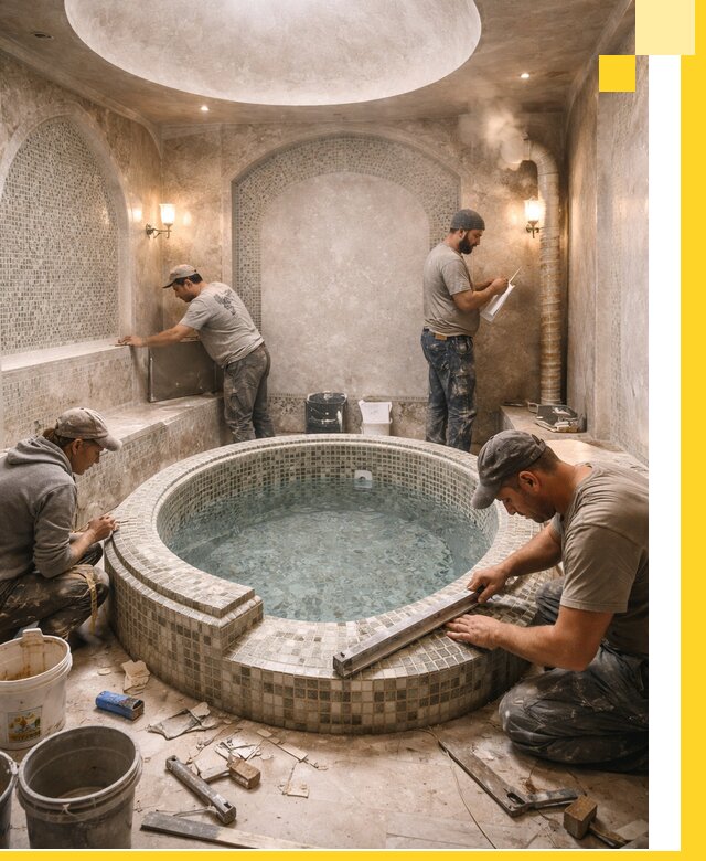 Профессиональное строительство хамама с бассейном в Гае под ключ