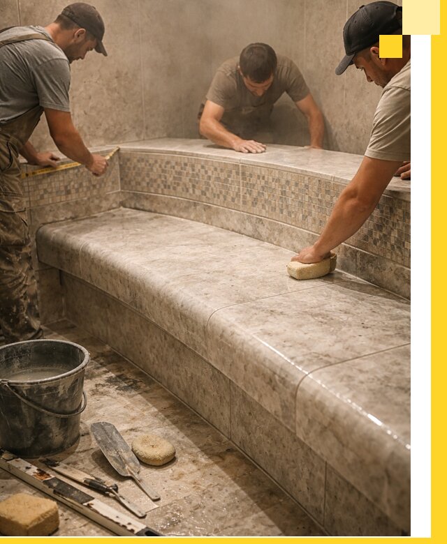 Изготовление и установка сидений для хамама в Гае