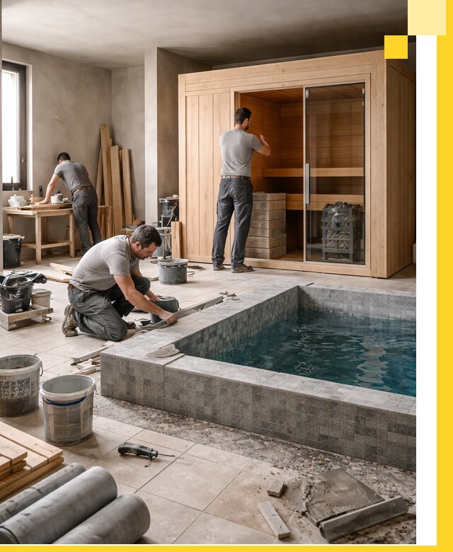 SPA зоны под ключ с бассейном сауной и печью в Гае